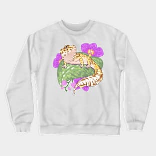 Leopard Gecko with Orchids Crewneck Sweatshirt